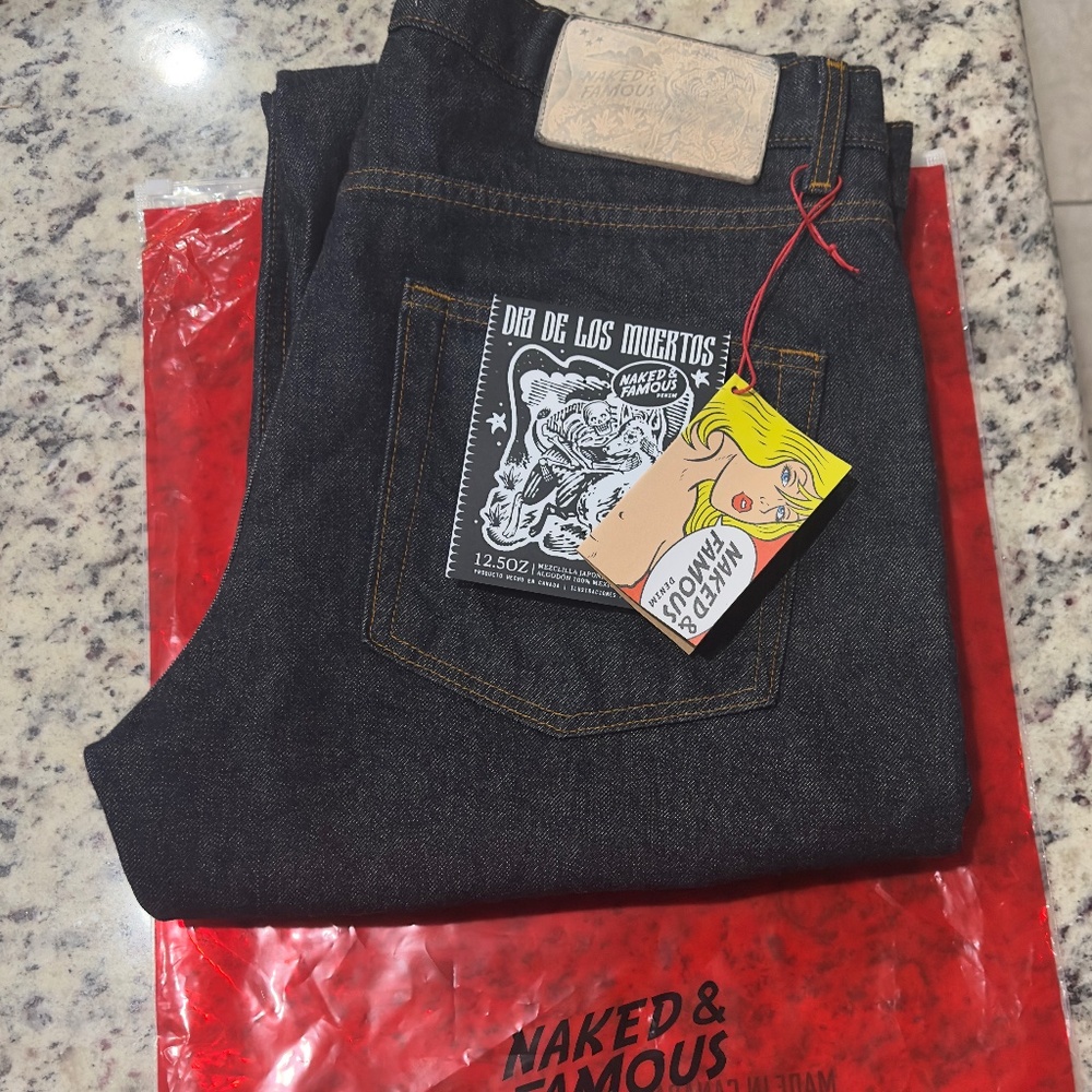 Naked and Famous Dia De Los Muertos Selvedge Size 36 Easy Guy
